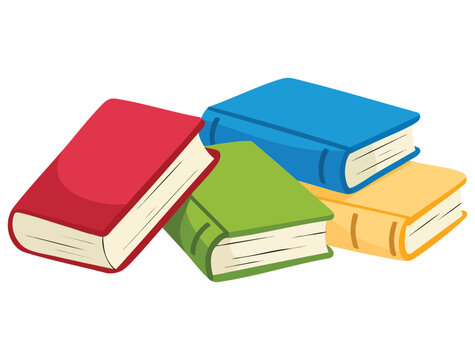 Illustration of stacked colorful books on white background perfect for library, educational, learning, and reading themed vector creative artwork