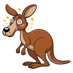 Kangaroo with dizzy face illustration isolated vector design element perfect for wildlife animal character expression education or cartoon creative artwork