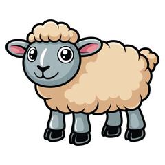Vector illustration of sheep with happy face suitable for farm animal character kids theme educational playful or decorative creative artwork