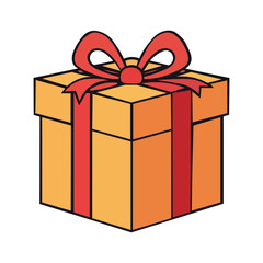 Gift Box Vector Icon with Red Ribbon and Bow – Perfect for Celebrations, Holidays, Gifts – High-Quality Single Vector Illustration for Designers