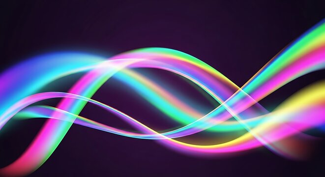 Abstract background featuring vibrant, colorful light trails flowing and swirling against a dark backdrop, creating a dynamic and modern design
