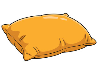 Vector illustration of yellow pillow isolated on white background ideal for home decor bedroom soft cushion interior design or comfort themed artwork