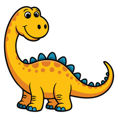 Yellow dinosaur cute long neck illustration isolated vector perfect for kids prehistoric animal cartoon character playful or educational creative artwork