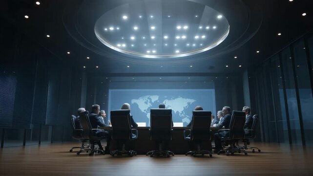 High-level summit where delegates carefully review negotiation documents, symbolizing diplomacy, transparency, and structured global communication in resolving economic and security matters.