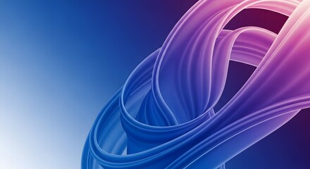 Abstract flowing ribbons of vibrant blue and purple light creating a dynamic and futuristic digital art background