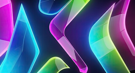 Vibrant neon abstract shapes glow with futuristic energy, perfect for tech and design projects