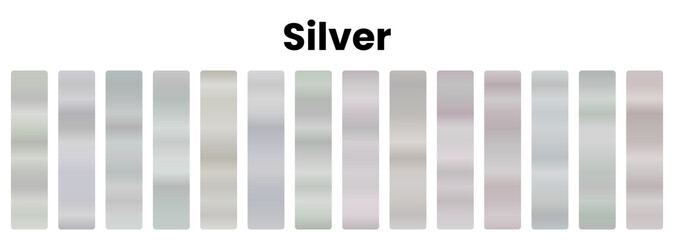 Sleek silver gradients, modern metallic hues, elegant cool tones, perfect for futuristic designs, sophisticated art, shiny visuals, chic projects, stylish color palettes, radiant backgrounds.