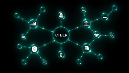 Cyber security network connections with icons for data protection financial transactions. Cyber security protects data and transactions. Digital networks support business, finance and growth. - Powered by Adobe