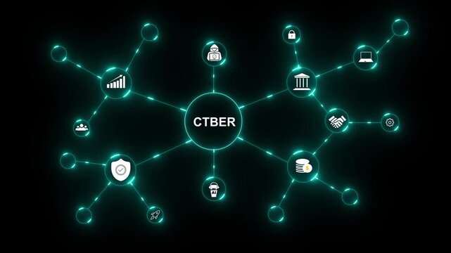 Cyber security network connections with icons for data protection financial transactions. Cyber security protects data and transactions. Digital networks support business, finance and growth. - Powered by Adobe