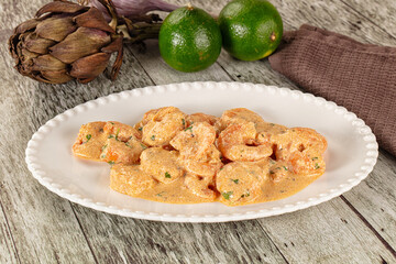 Prawn in white cream sauce