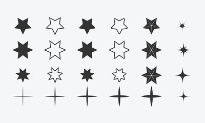 set of black and white stars