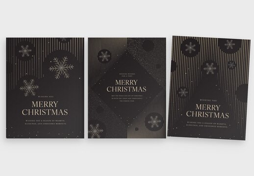 Christmas Poster Template in Luxury Black & Gold Minimalist Style for Luxe NYE New Year Invite Cards