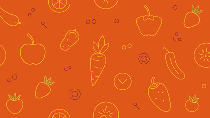 Seamless vector pattern with carrots and other healthy vegetables, a colorful food illustration design