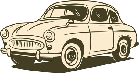 hand drawn Vintage Classic Car Illustration