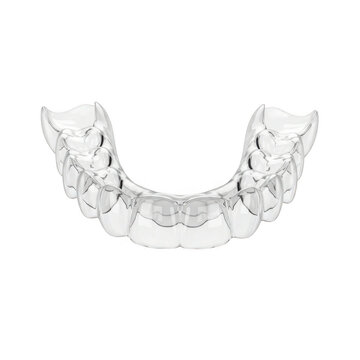 Clear dental night guard for teeth grinding protection isolated on transparent background