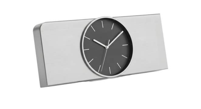 Modern desk clock isolated on white background — minimal design, productivity concept