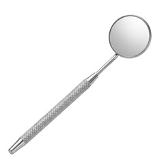 A single dental mirror with a textured handle isolated on transparent background