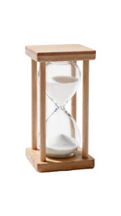 Elegant hourglass with white sand for measuring time and deadlines in a timeless concept