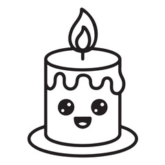 A cute cartoon candle with a smiling face and a flame isolated on white background Vector Art