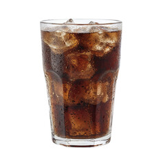 Refreshing Cola Beverage, A Chilled Glass of Cola with Ice Cubes on a Clean Presentation