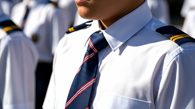 Uniformed cadets in precision formation highlighting discipline and unity