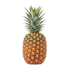 Fototapeta premium Studio shot of a ripe pineapple with spiky leaves, presenting tropical fruit in detail against a solid hue
