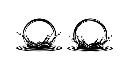 Abstract black liquid splash forming circular shapes artistic design element