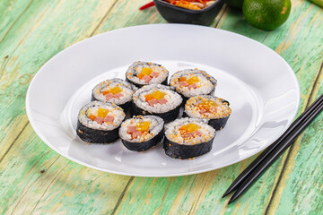 Koream homemade roll Kimbap with nori seaweed