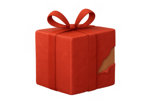 Gift box unwrapping, red present revealing surprise inside, celebration and seasonal offering, transparent background