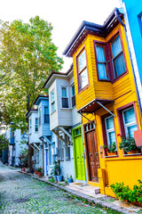 Kuzguncuk, Istanbul, Turkey. Historical colorful houses in Kuzguncuk. Kuzguncuk is a neighborhood in the Uskudar district.