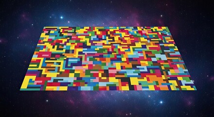 Vibrant geometric pattern floats in cosmic expanse, sparking creativity and wonder.
