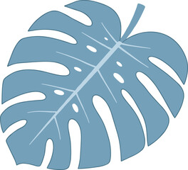 Monstera leaf cad drawing flat vector illustration, tropical plant design, botanical art, decorative foliage graphic, modern minimal nature artwork