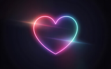 Neon Heart Shape with Colorful Glow love glowing