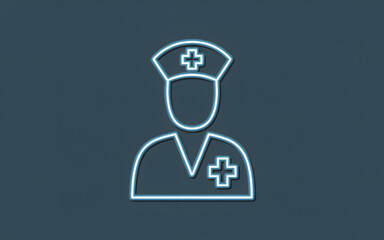 Neon Nurse Icon with Medical Cross Symbol Keywords: nurse, icon, medical, healthcare, symbol