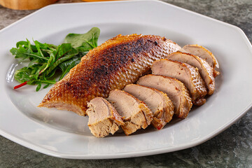 Roasted duck breast with slices