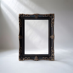 Ornate Black and Gold Vintage Picture Frame Keywords: picture frame, ornate, vintage, antique