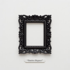 Ornate Black Empty Picture Frame with Label graphic