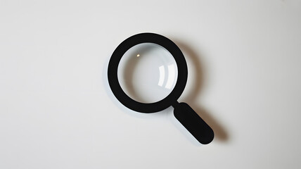 Simple Black Magnifying Glass on White Background search