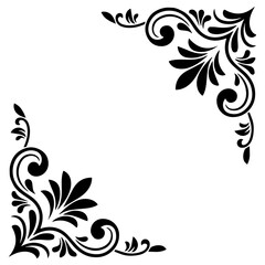 Set vintage frame corners design elements. Vintage line decoration frames collection. Vector illustration. Vintage Corner Decoration Vector Set. Decorative corner ornament with leaves and vignettes