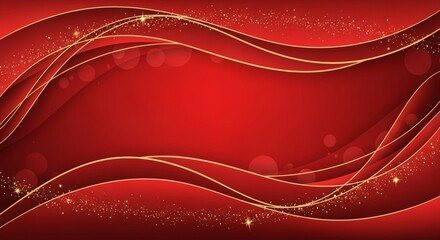 Elegant red and gold abstract design with sparkling accents for festive and greeting cards