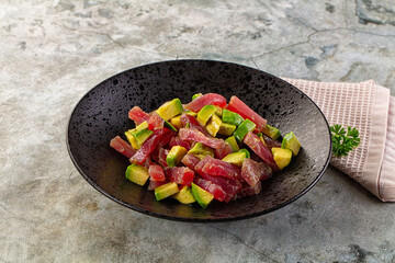 Delicous tuna with avocado salad