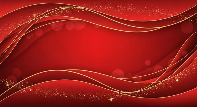 Elegant red and gold abstract design with sparkling accents for festive and greeting cards