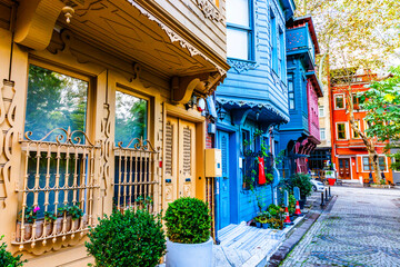 Kuzguncuk, Istanbul, Turkey. Historical colorful houses in Kuzguncuk. Kuzguncuk is a neighborhood in the Uskudar district.