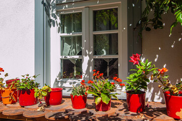 Fenster mit Blumendekoration