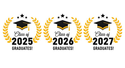 Graduation emblem for the class of 2025, 2026, and 2027, celebrating academic achievement and future success