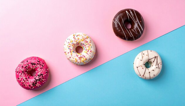 colorful donut flat lay concept