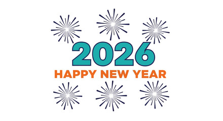 Obraz premium 2026 Happy New Year Celebration Design Festive Fireworks, Cheerful Greetings, and a Fresh Start