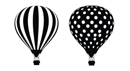 Obraz premium Two black and white hot air balloons with different patterned designs