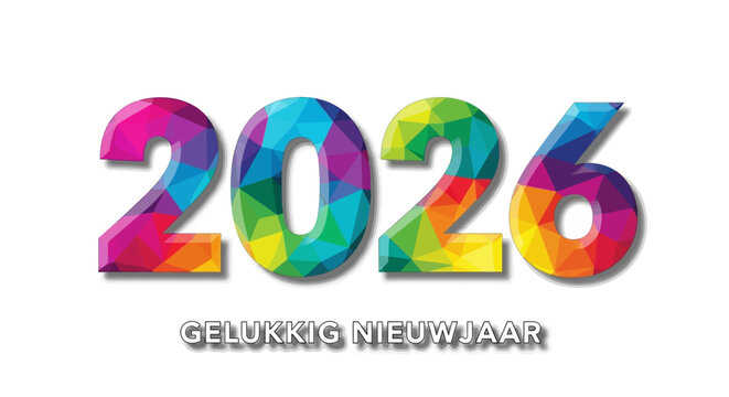 Vibrant Geometric Pattern 2026 Happy New Year Greeting Card Design