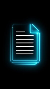 Stack of white documents with red corner pages filled with written lines and thick outline glowing paperwork animation. 4k